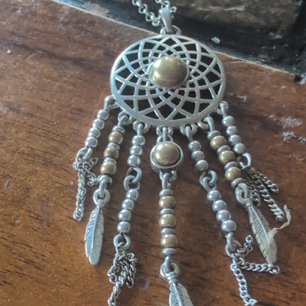 Lucky Brand Silver and Gold Boho Pendant Necklace